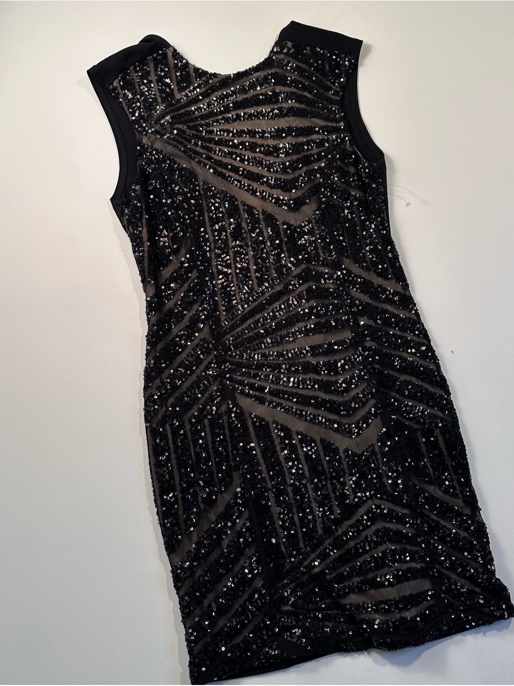 Karlie Black Sequin Mini Dress - Sleeveless Sheath